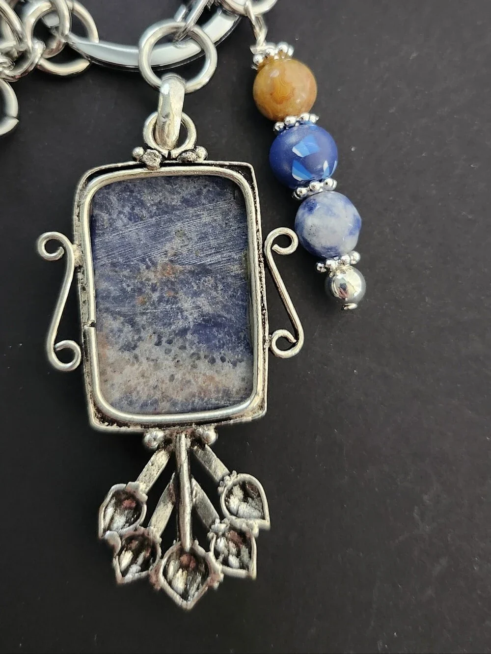 Sodalite Stone Purse Charm or Keychain Jasper Jade Agate Handcrafted